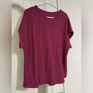 SHEIN Curve Magenta Short-Sleeve textured top